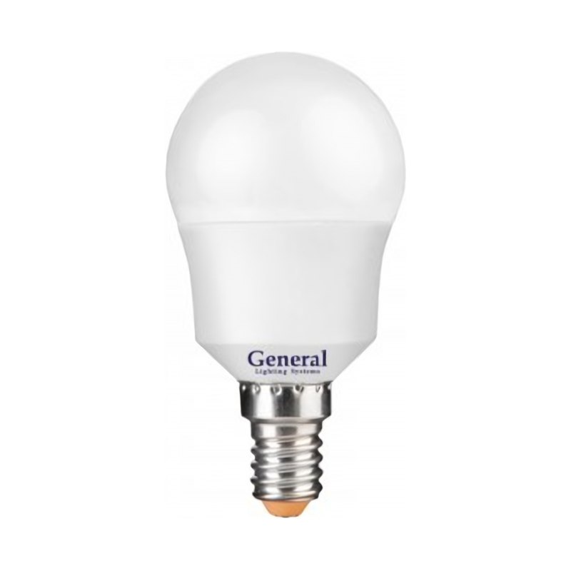 Лампа General шар P45 E14 7Вт белая (45×80мм)