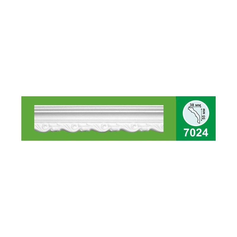 Плинтус потолочный 7024 белый 2м