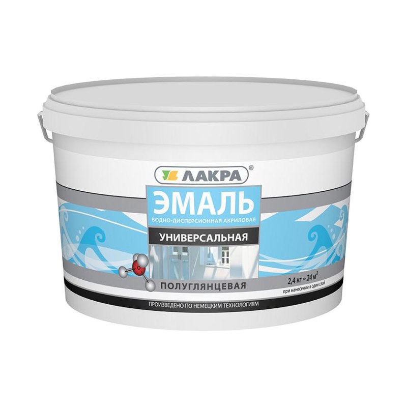 Эмаль акриловая ЛАКРА белая полуглянцевая (2,4кг)