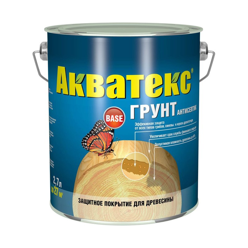 Грунтовка антисептическая Акватекс бесцветная (2,7л)