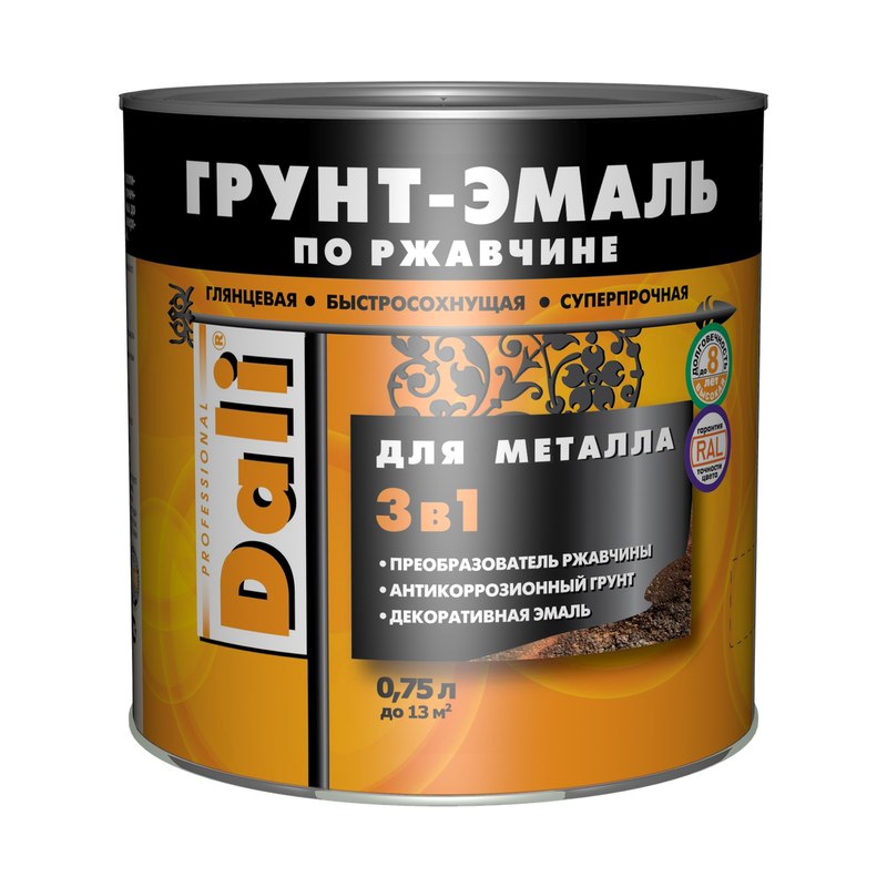 Грунт-эмаль по ржавчине гладкая черная (0,75л)