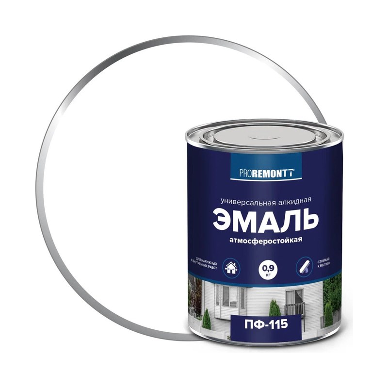 Эмаль ПФ-115 белая глянцевая (0,9кг)