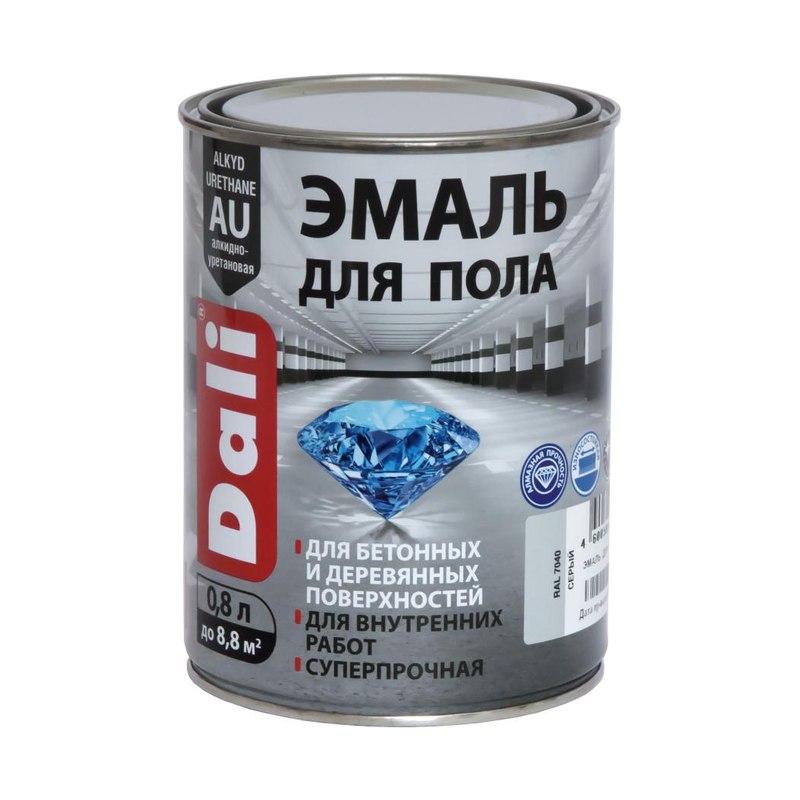 Эмаль для пола уретан-алкидная ДАЛИ серый 0,8л