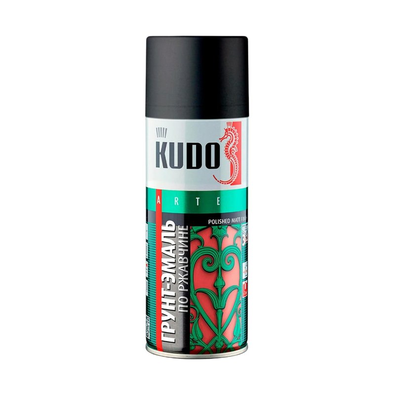 Грунт-эмаль KUDO по ржавчине черная аэрозоль