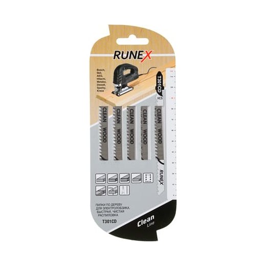 Пилки для лобзика T301CD Runex 115х90мм 8зуб д/древесины фанеры ламината пластик