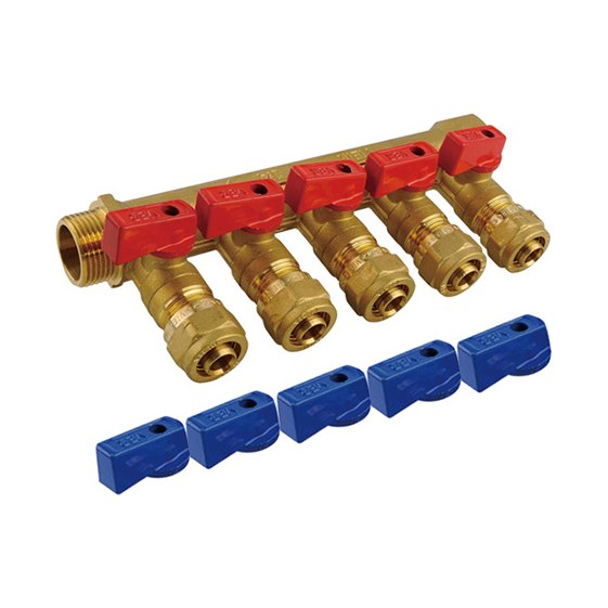 Коллектор с шаровой кран. 3/4"х1/6"м-5вых . с цангой VIEI...