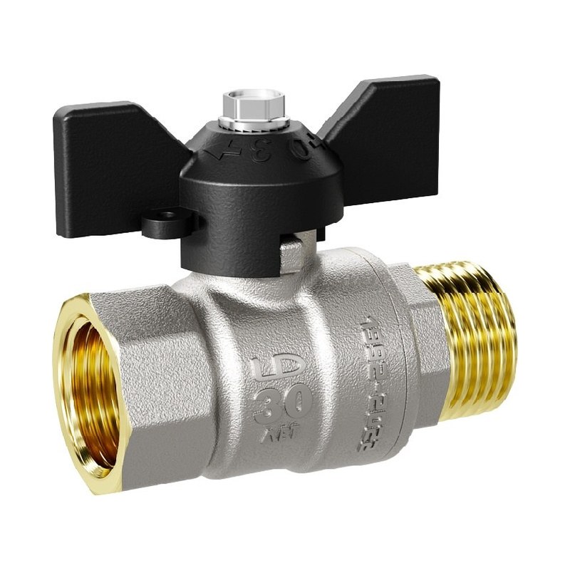 Кран шаровый PN40 1/2 B/B газовы бабочка