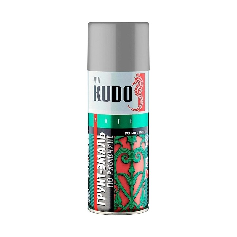 Грунт-эмаль по ржавчине KUDO RAL 7042 серая 520 мл