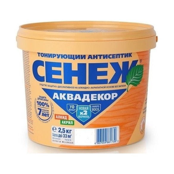 Антисептик тонирующий СЕНЕЖ АКВАДЕКОР Х2-111 2,5 кг тик