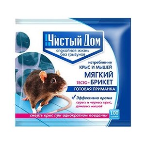 Брикет от крыс ЧИСТЫЙ ДОМ тесто 100гр