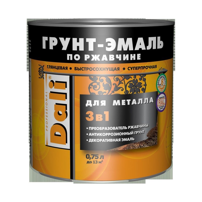 Грунт-эмаль по ржавчине DALI 0,75 л RAL 7004 серая