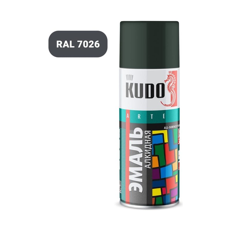 Эмаль универсальная KUDO RAL 7026 глубоко-серая 520 мл