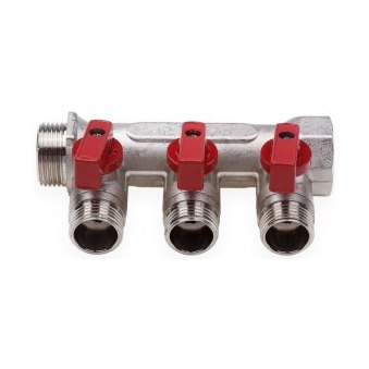 Коллектор VIEIR с шаровым краном 3/4"х1/2"м 3 выхода
