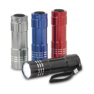 Фонарь ручной диодный 9LED 5 цветов с фиберглассовым покрытием с ремешком на 3×A
