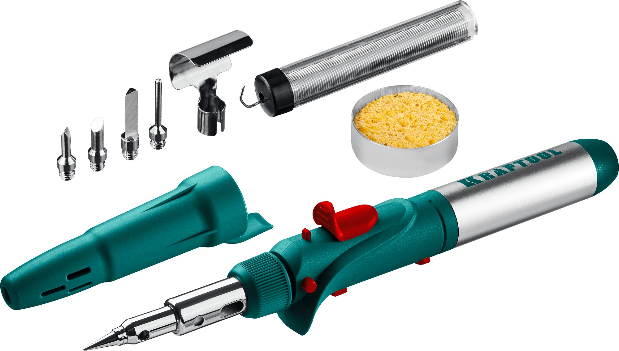 Газовый паяльник KRAFTOOL SolderGas 120K 30-120Вт 1300°С пьезоподжиг набор 10в1