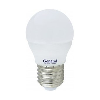 Лампа светодиодная General шар P45 E27 10Вт 6500К 45х80мм пластик алюминий GLDEN