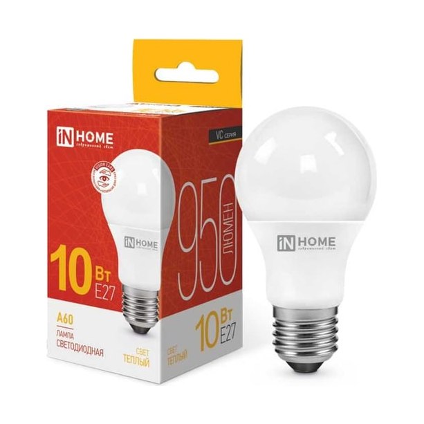 Светодиодная лампа IN HOME LED-A60-VC 10Вт 230В Е27 3000К