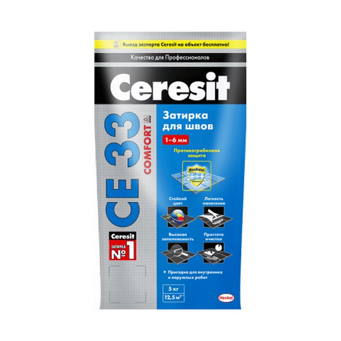 Затирка Церезит CE33 S белая 2-5мм 5кг