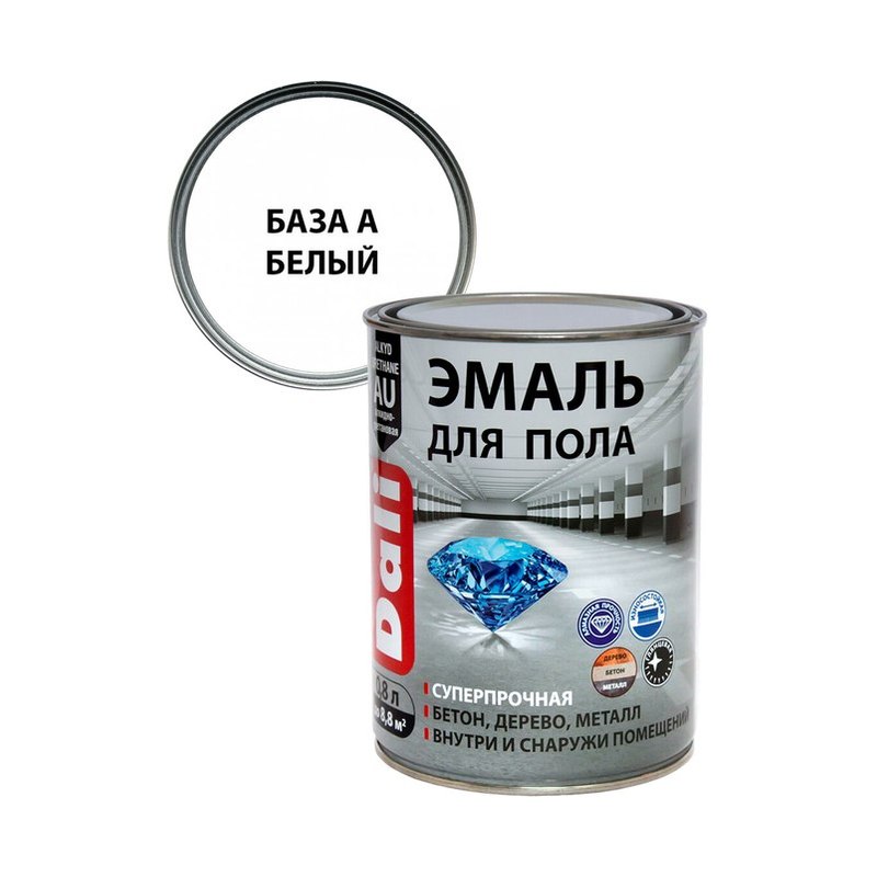 Эмаль для пола уретан-алкидная ДАЛИ белая 0,8л