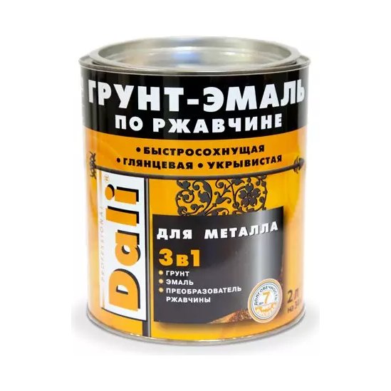 Грунт-эмаль по ржавчине Дали черная глянцевая (2л)