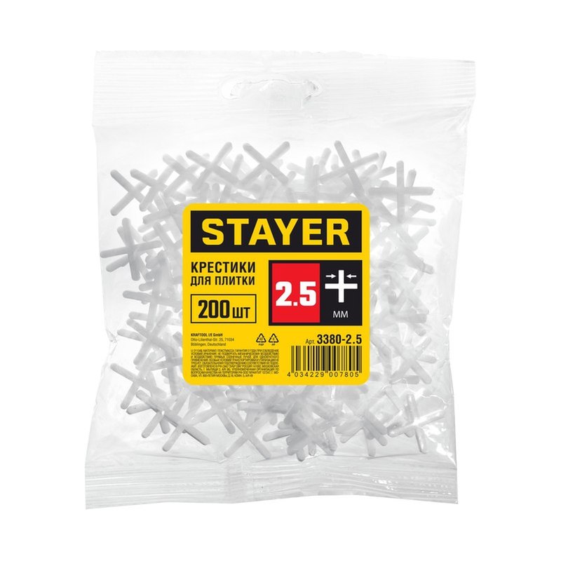 Крестики для плитки STAYER 2,5мм 200шт 3380-2,5