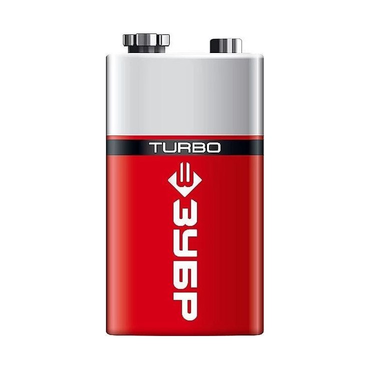 Батарейка щелочная ZUBR Turbo крона