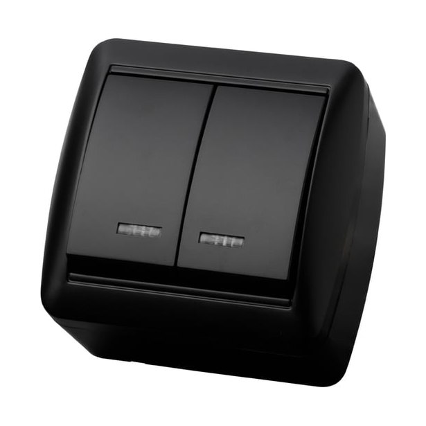 Выключатель 2-ключ открытой установки IP44 10 А графит "С...