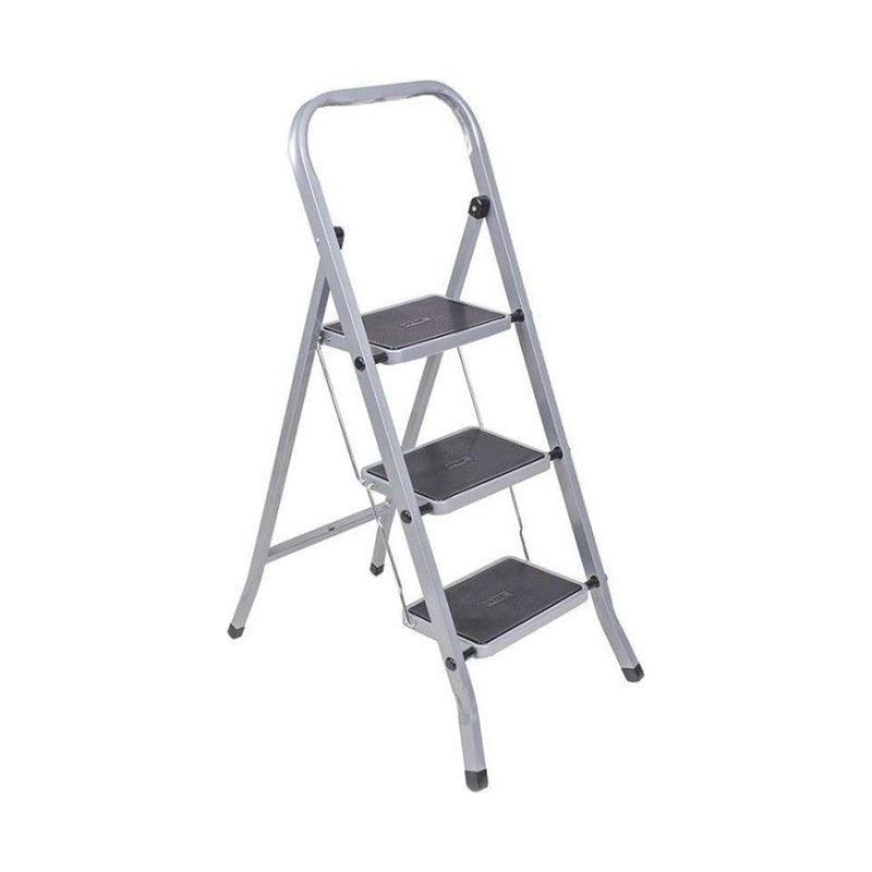 Стремянка стальная с широкими 3 ступенями НИКА чёрная