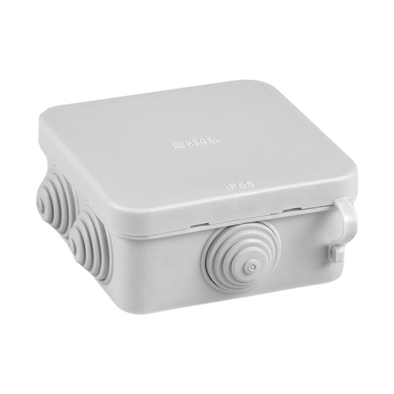 Коробка распределительная установочная 100х100х50мм RAL7035 IP55 7 вводов КР-260