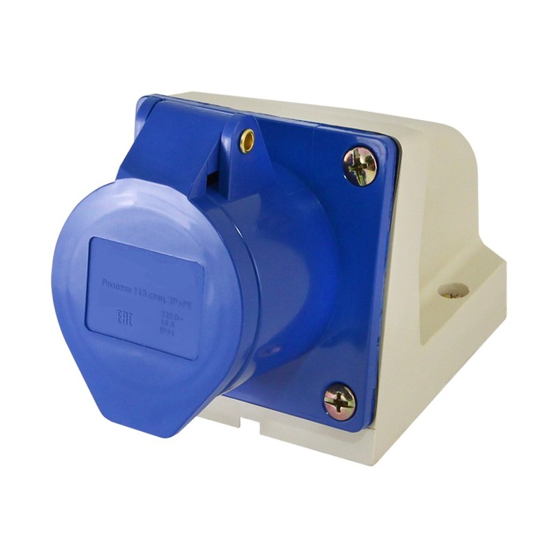 Розетка стационарная 2Р+РЕ 16А 230В IP44