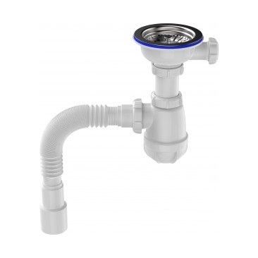Сифон для мойки 3 1/2(114мм)х40мм с метал.решёткой 40х40х50 Aquant