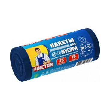 Мешки для мусора ПВД 35л 15шт 20мк рулон 0032 Тов.Чистов