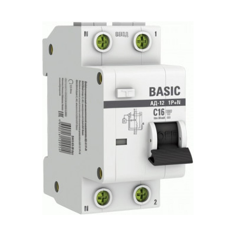Автомат дифференциальный EKF Basic АВДТ AD-12 2P C16А