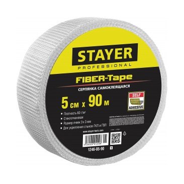 Серпянка самоклеящаяся FIBER-Tape 5смх90м 3х3мм