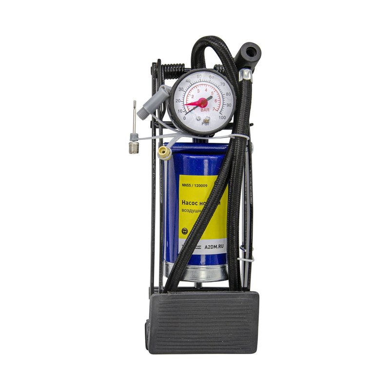 Насос ножной с манометром армированный шланг 60см