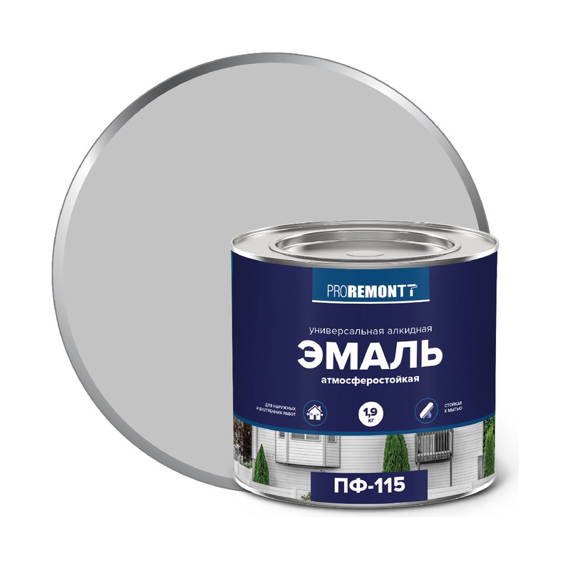 Эмаль ПФ-115 ПРОРЕМОНТ серая матовая (1,9кг)