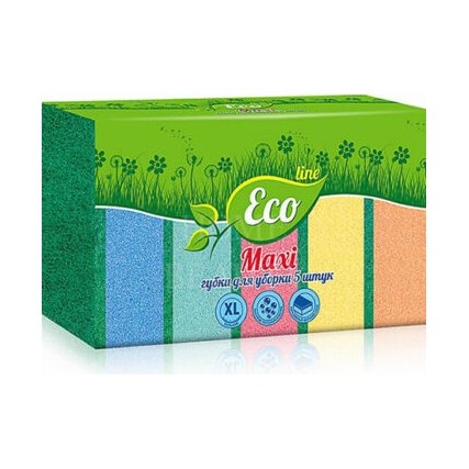 Губка для посуды ECO LINE Макси 90х60х25мм 5шт