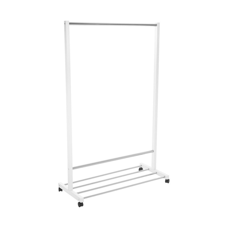 Вешалка напольная на колёсиках белая 160×42×55 см