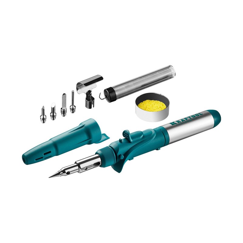 Газовый паяльник KRAFTOOL SolderGas 120K 30-120Вт 1300°С пьезоподжиг набор 10в1