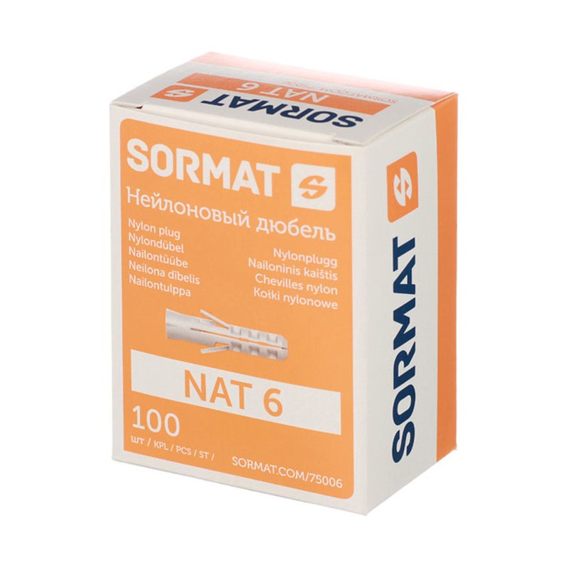 Дюбель NAT 6 (6*30) нейлоновый "SORMAT"