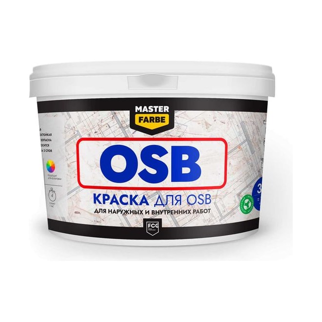 Краска акриловая для OSB 9,0л супербелая