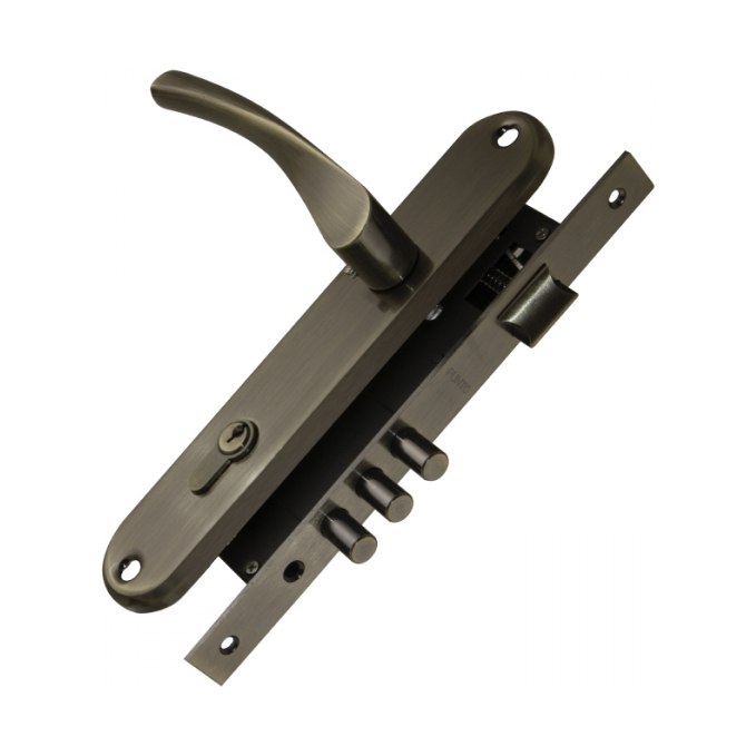 Замок цилиндровый в комплекте с ручкой LOCKSET90 4585-3 Crona бронза