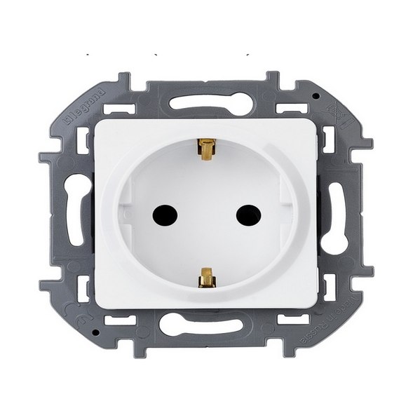 Розетка Legrand INSPIRIA двухместная с заземлением белая