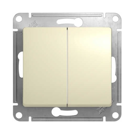 Выключатель 2-клавишный Schneider Electric Glossa бежевый схема5 механизм IP20 с