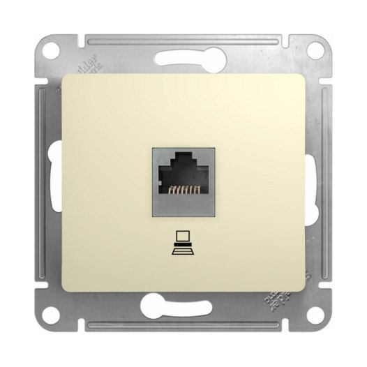 Розетка компьютерная RJ45 5E Schneider Electric Glossa бежевый механизм IP20 скр