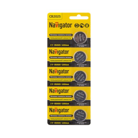 Элемент питания литиевый Navigator NBT-CR2025-BP5 94 764