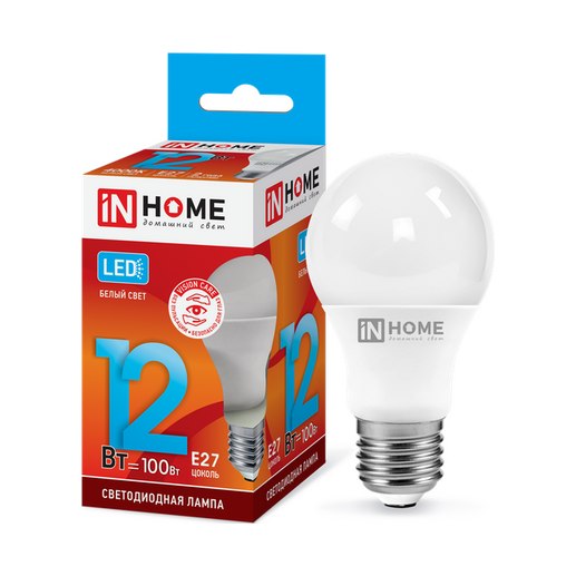 Светодиодная лампа IN HOME LED-A60-VC 12Вт 230В Е27 4000К