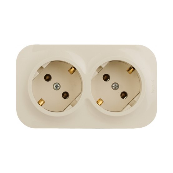 Розеточный блок Legrand Quteo 2xс/з слоновая кость