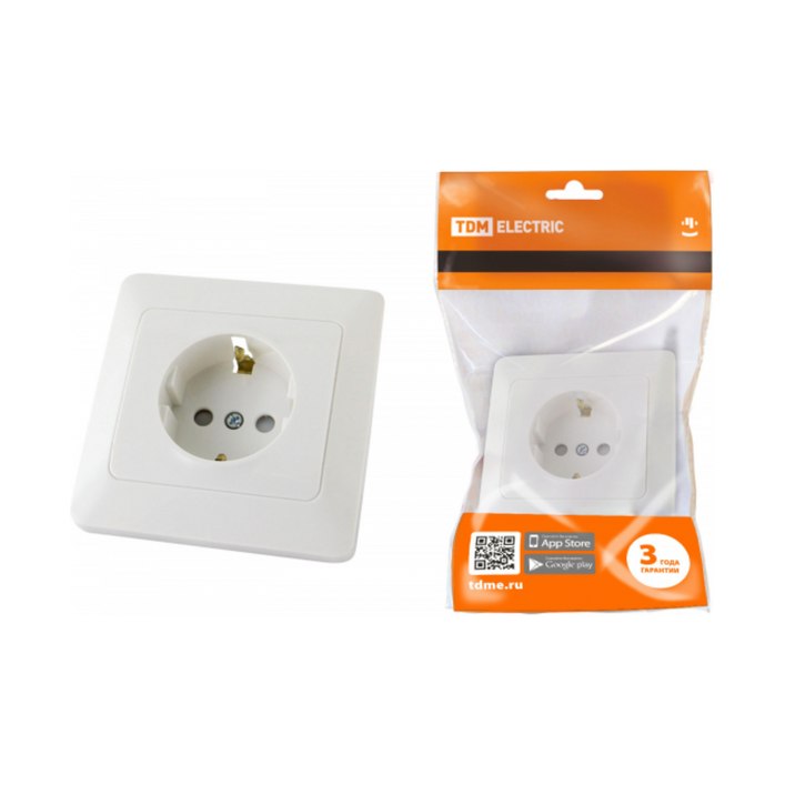 Розетка о/у 1 гнездо с/з шторки 16А 230В IP20 белая ЛАДОГА SQ1801-0060