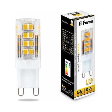 Лампа светодиодная Feron G9 5Вт 2700К матовая